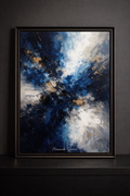 Abstract expressionism with vibrant blues