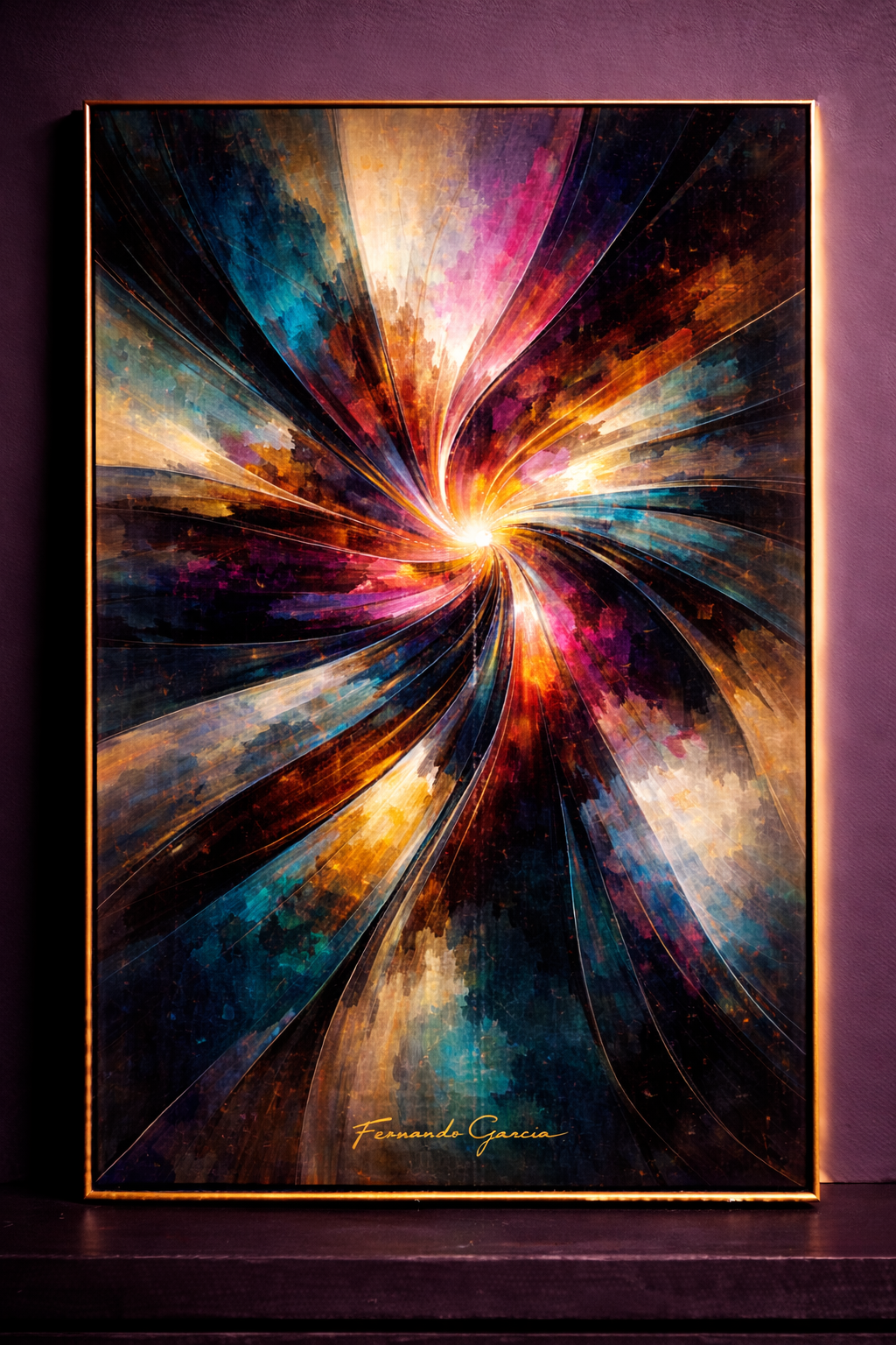 Abstract geometric elegance in gold frame