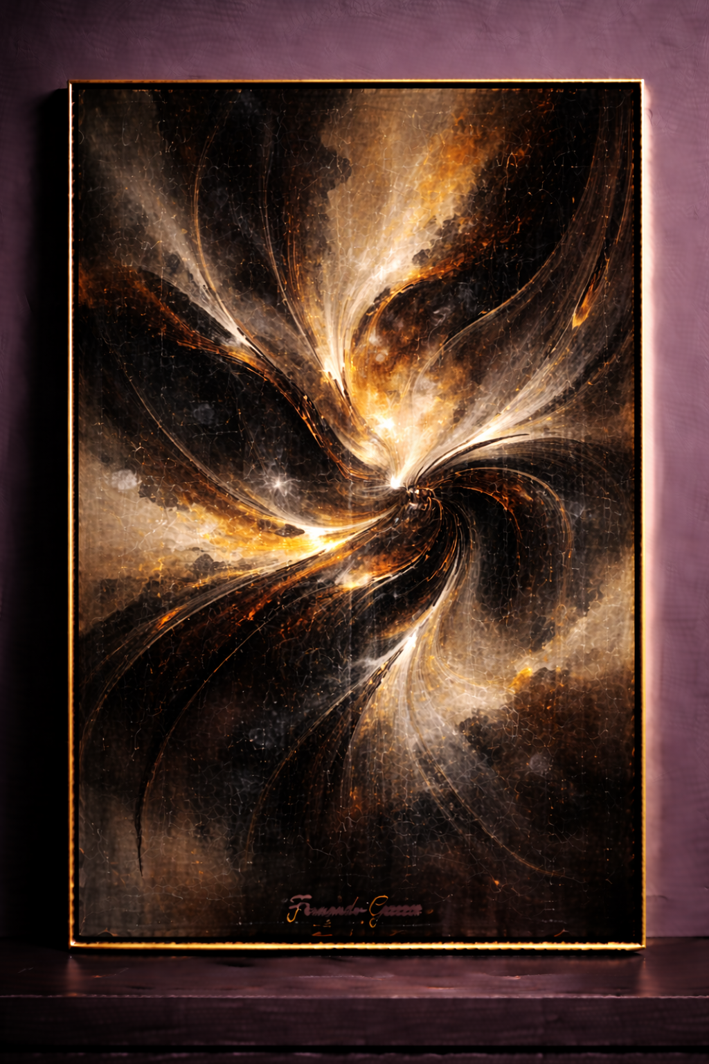 Abstract painting with luminous core