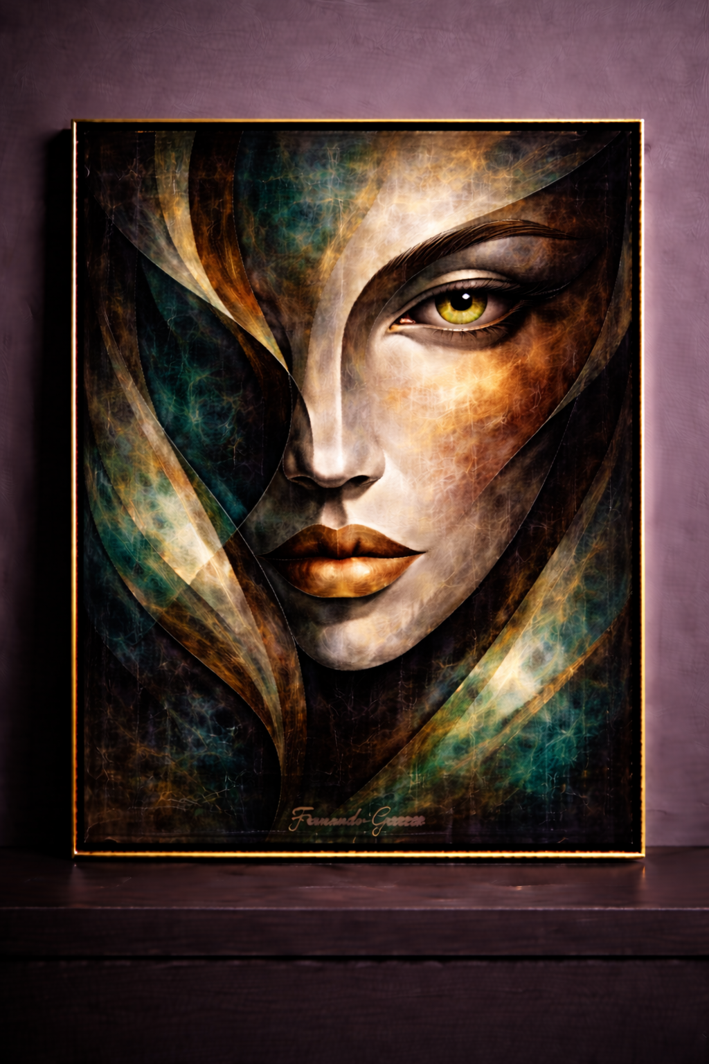 Abstract portrait with golden-green gaze