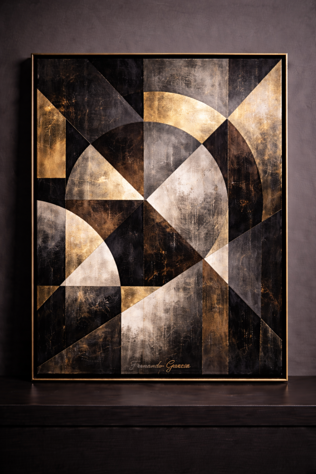 Geometric abstraction in bronze and gold