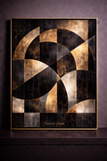 Geometric abstraction with metallic accents